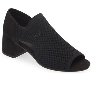 Eileen Fisher Ferris Knit Black Women's Open-Toe Block Heel Shoes New With Flaw